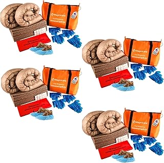 Universal Spill Kit OSHA Approved (4 Pack) - Biohazard Clean up Kit for Oil, Water & Chemicals | Absorbent Pads, Socks, PPE, Biohazard Bags in Bright Orange Duffel Bag - 4 Pack