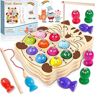 Montessori-leksaker 3 år gamla, fiskespel för barns, pedagogiska spel för barn, träleksaker för baby, present till barn 3 4 5 år - Amazon Deal & Rabatt