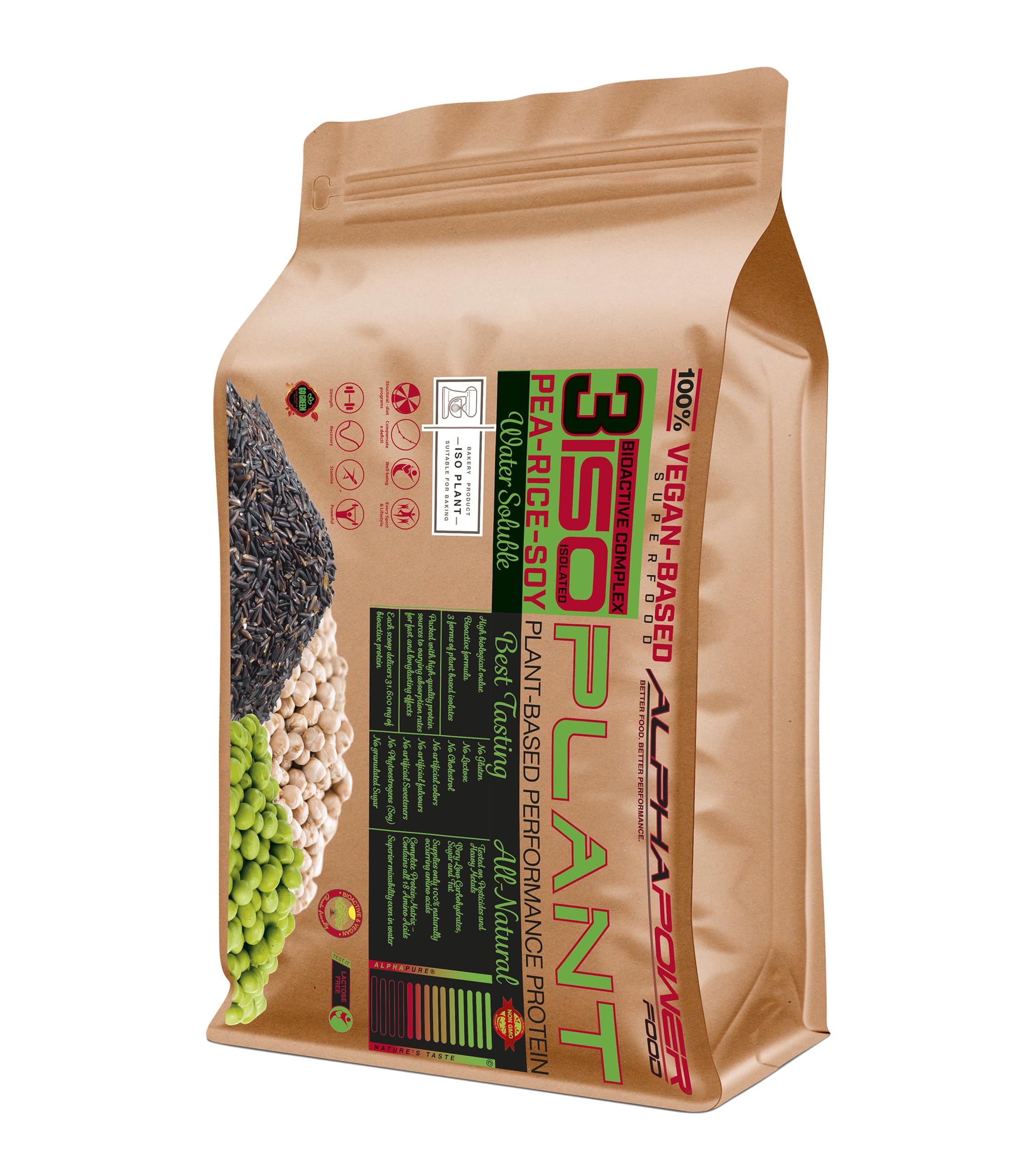Veganes pflanzliches laktosefreies Proteinpulver, Eiweiss Protein Pulver Shake I ohne künstliche Süßungsmittel, Zucker I brauner Reis, Erbsen, Soja Isolat I 2kg natürliches Schweizer Schoko