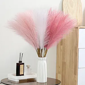 30pcs Faux Pampas Grass - 24 Inch Pink Pampas Grass Home Decor, Artificial Colored Pompas Grass for Room Decor, Flower Arrangement, Wedding Centerpieces and Baby Shower Decorations