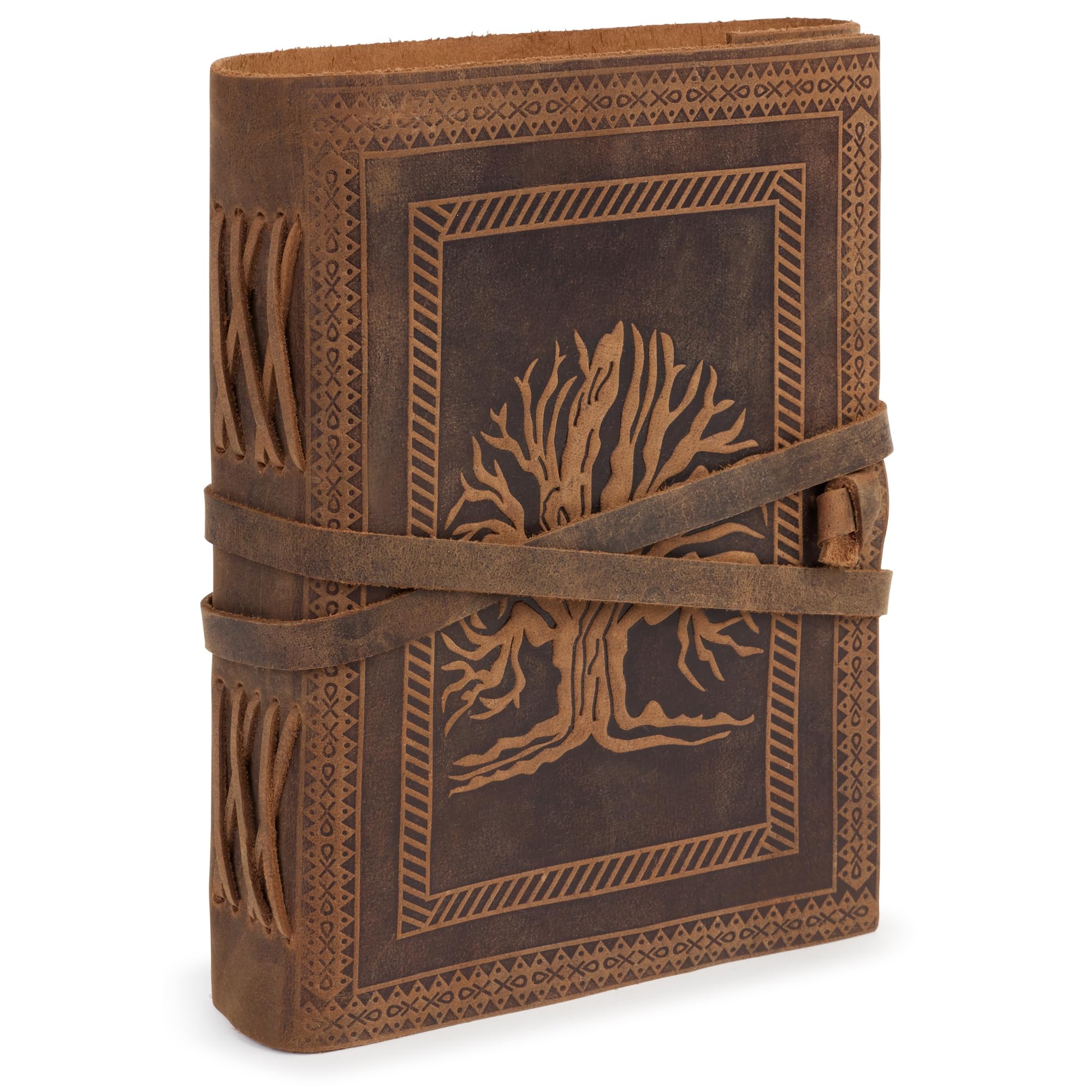 Vintage-Notizbuch aus Leder mit Baum des Lebens - Notizbuch mit leeren Blättern - Schönes Notizbuch ideal als Reisetagebuch, Notizentagebuch, Reisetagebuch, persönliches Tagebuch 20,5 x 16