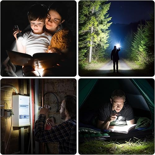 Miniatura 6 de WdtPro Paquete de 2 linternas recargables de alto lúmenes alimentadas por batería, linterna súper brillante, LED USB C, linterna de bolsillo de