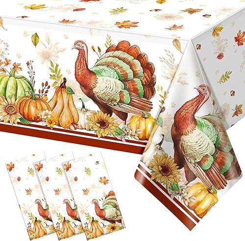 Paquete de 6 manteles desechables de Acción de Gracias, manteles de plástico para mesas rectangulares, acuarela, pavo, calabaza, hojas de arce, para Paquete de 6 manteles desechables de Acción de Gracias, manteles de plástico para mesas rectangulares, acuarela, pavo, calabaza, hojas de arce, para