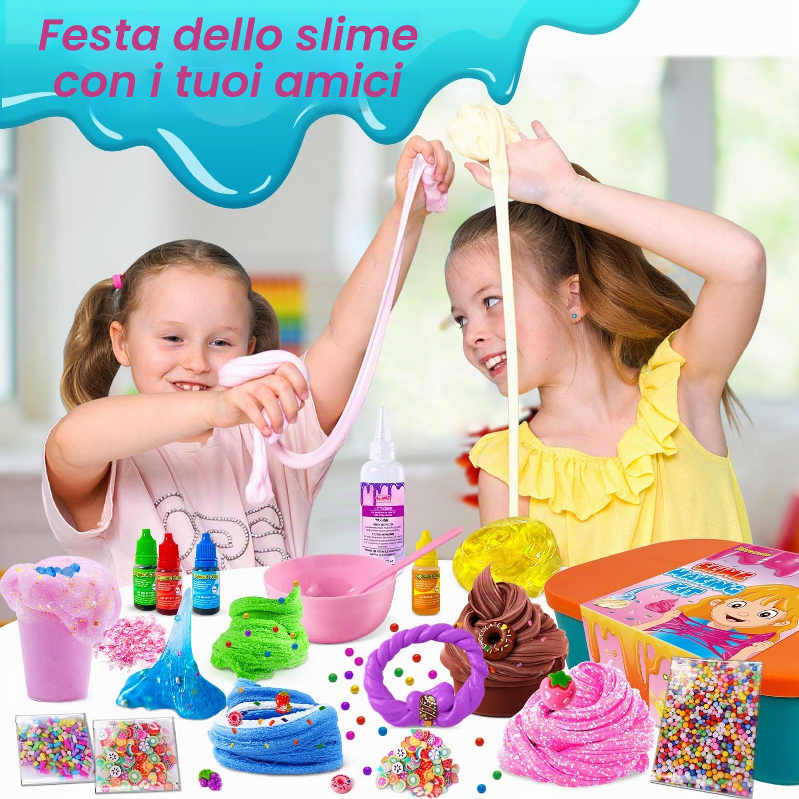 YOPINSAND Slime Kit Gelato, Fluffy Slime Making Kit per bambini 3-12, Laboratorio Creativo per Fabbricare Slime con Accessori - DIY Slime Bambini Ragazze Gioco Giocattoli Bambina Regalo