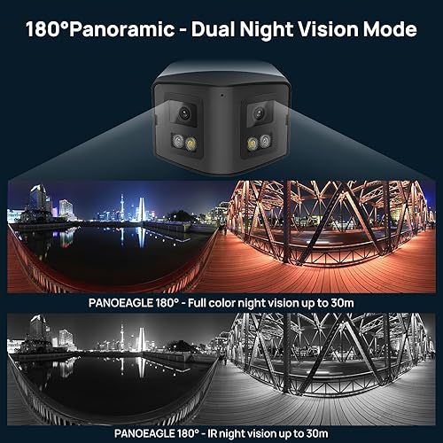 Miniatura 3 de PANOEAGLE Cámara de seguridad IP PoE de doble lente de 4 MP para exteriores con gran angular panorámico de 180, visión nocturna a color inteligente,