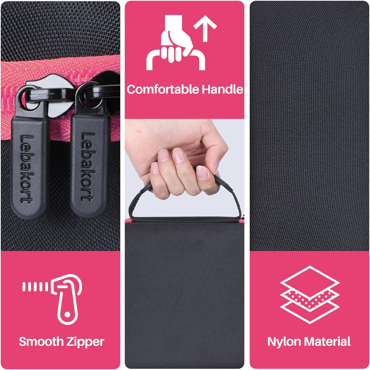 Storage Case Compatible with Walkers Razor Slim/Howard Leight Honeywell Impact Sport/PROHEAR 066 030 Electronic Shooting Earmuffs Hearing Protection Muffs (Black + Pink Case) - Image 5