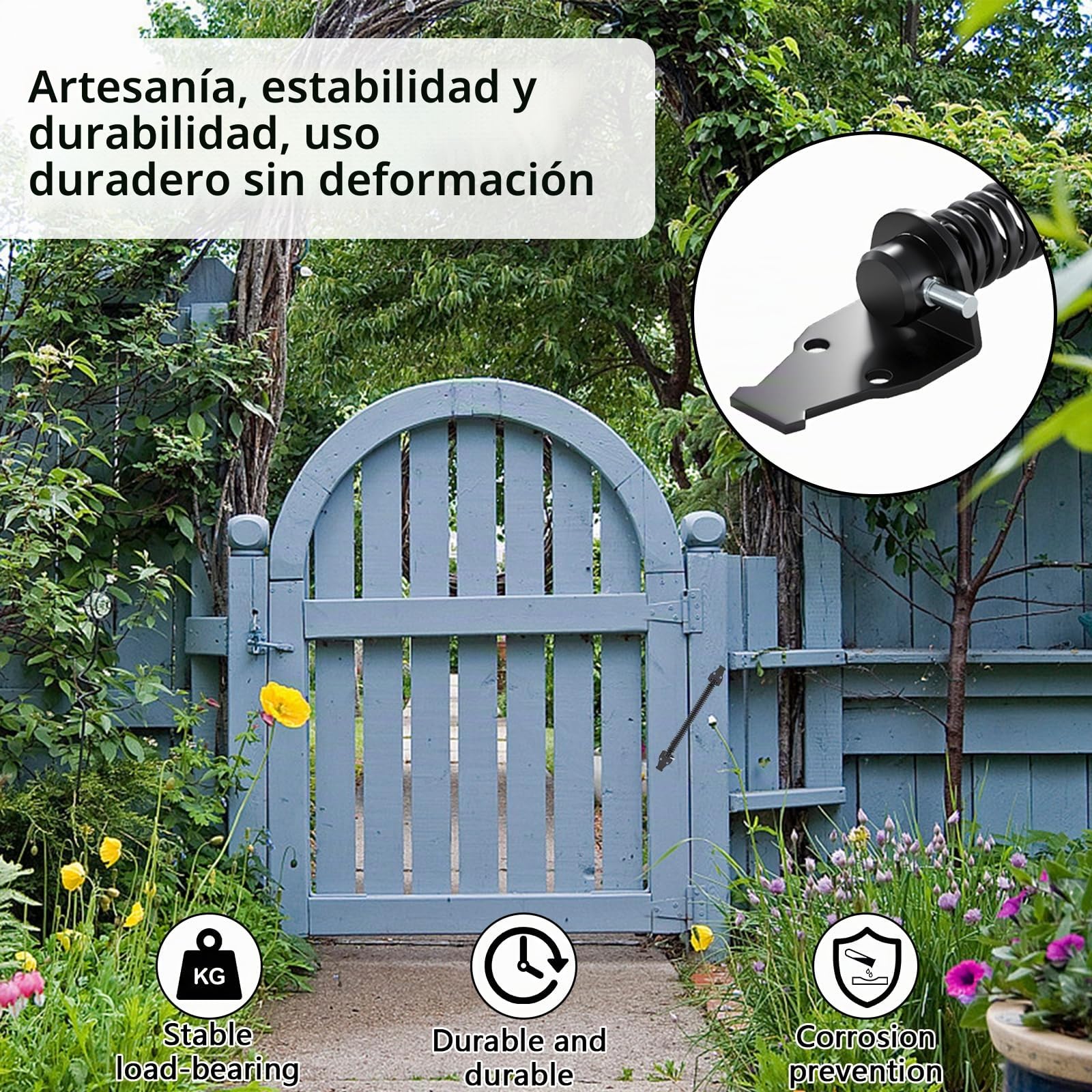 2 Piezas Cierrapuertas, 36 cm Cierrapuertas Muelle Puerta Cierra Puertas Automática Retenedor Puerta Muelle Cierrapuertas Bisagra Para Puerta De Jardín Para Puertas Domésticas Y Vallas