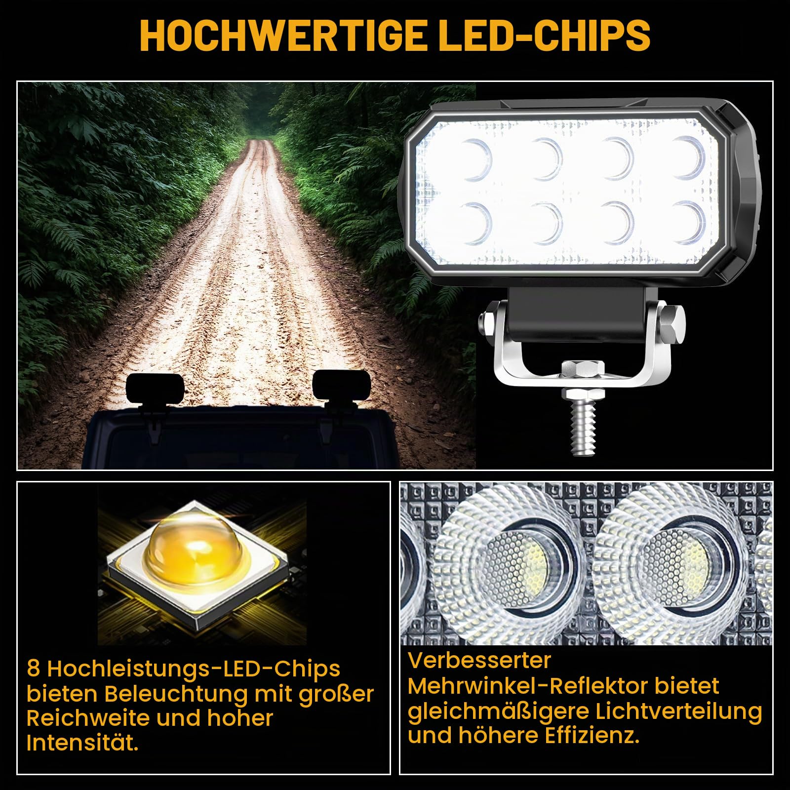 antom 2er Set LED Arbeitsscheinwerfer 168W 9-60V 18000 Lumen IP68 wasserdicht Zusatzscheinwerfer Ideal für Bagger, Traktoren, Lkw, Geländewagen, Motorräder, Baustellenbeleuchtung