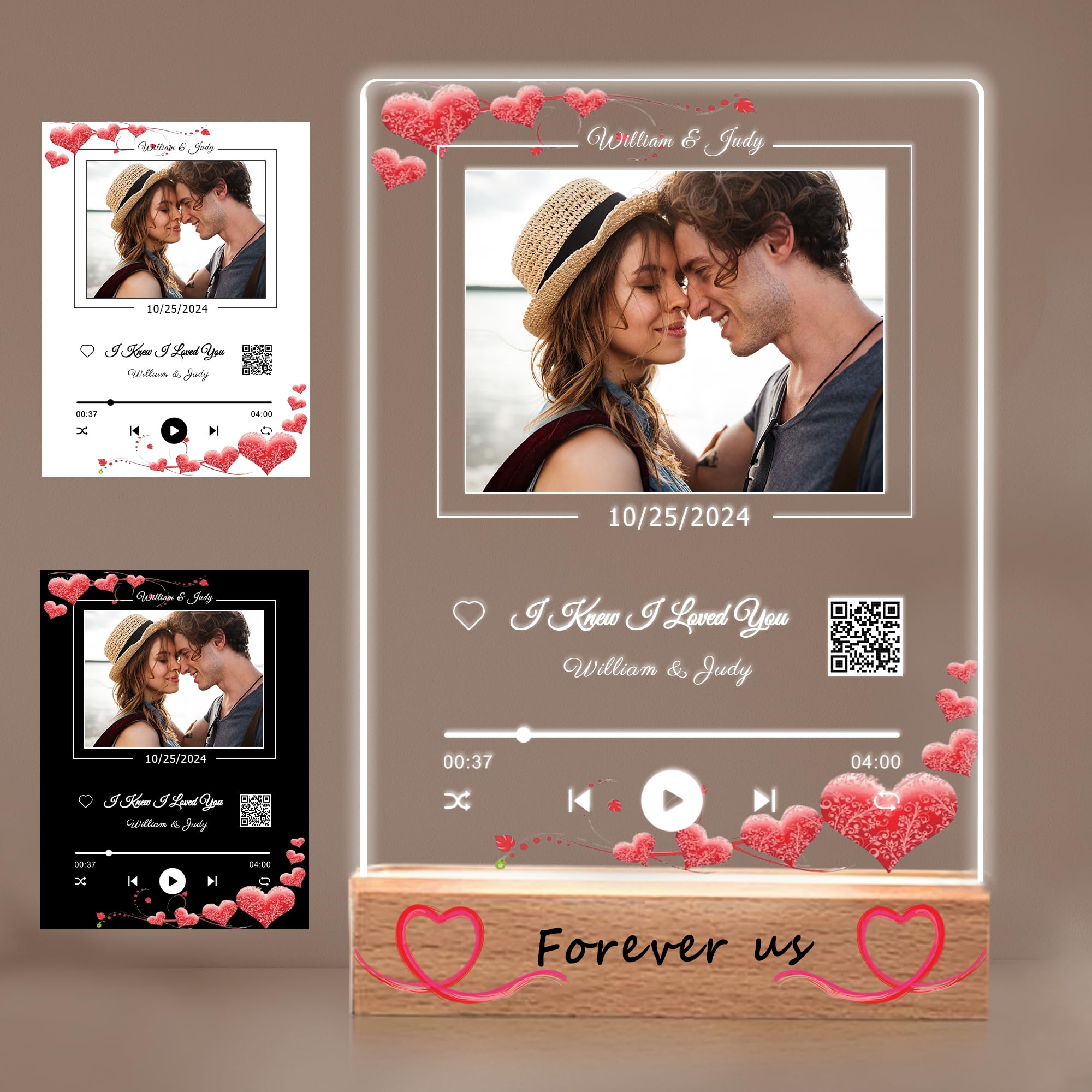 Metahoga Personalised Custom Music Spotify Song Plaque Acrylic Plaque Spotify Plaque Picture Frame Personalised Gifts for Him Her Boyfriend Girlfriend Christmas Valentines Day (5 Size: 15-40cm)