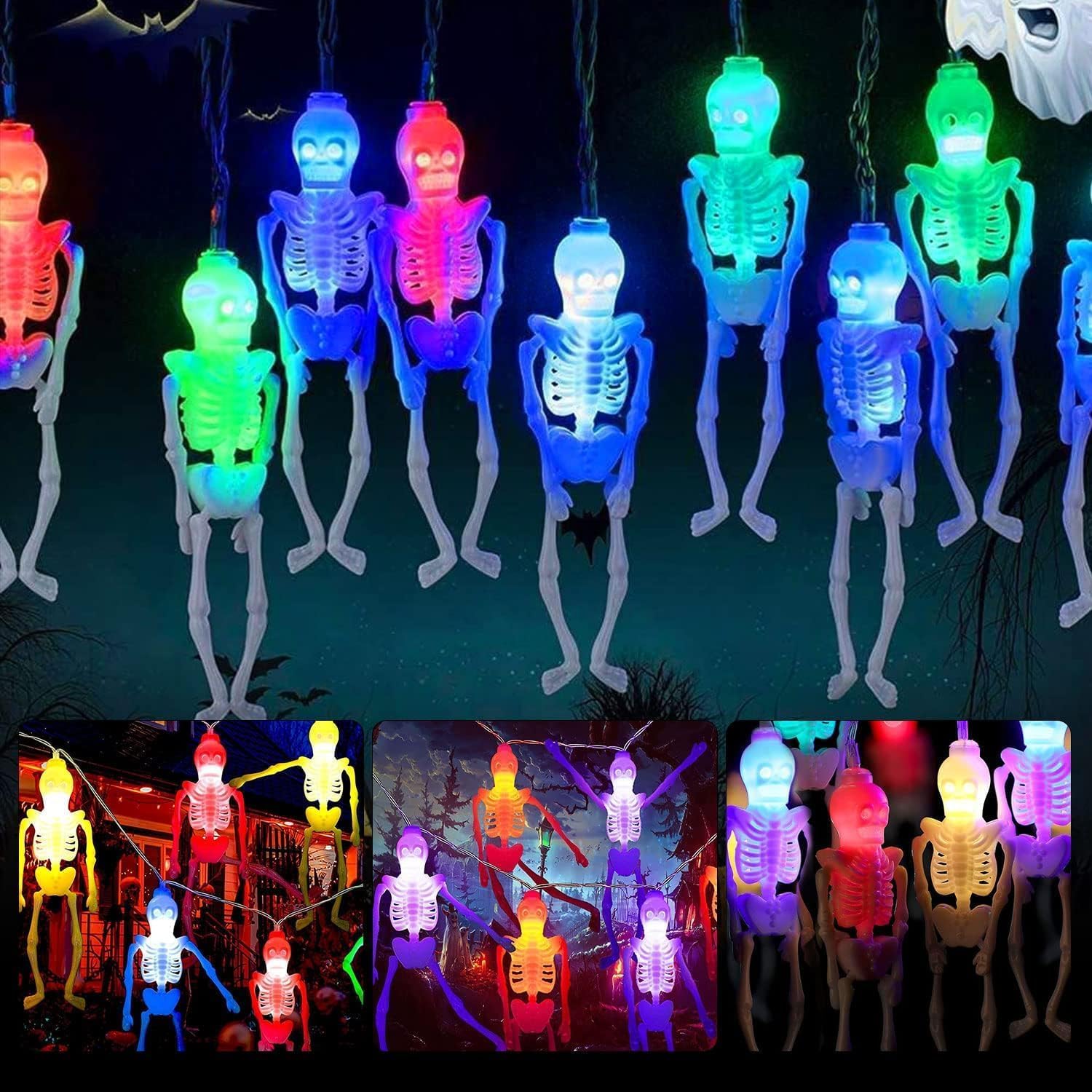YeahBoom Halloween Skeleton Fairy Lights 5ft 10 LED Halloween Skull Light String Lights Battery Operated for Indoor Outdoor โ image 1