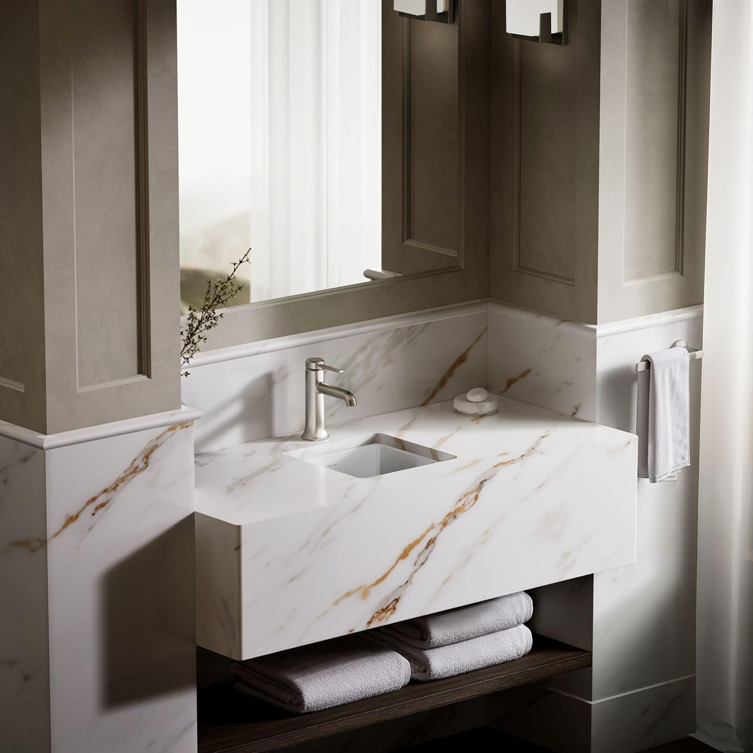 KOHLER K-8188-0 Vitreous China 11 inch x 11 inch Undermount Square Bathroom Sink, White