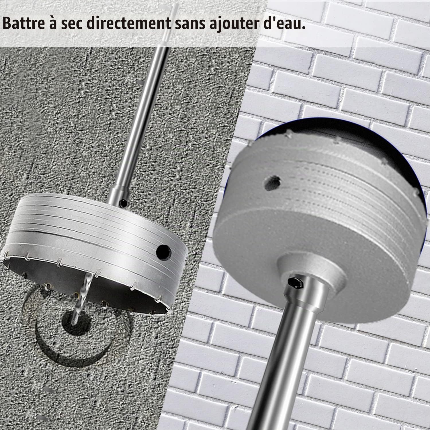 Scie à Cloche Trépan Ø150 mm, Mèche de forage en béton avec manche rond de 220 mm SDS Plus, Forage Outils de Noyau Creux Trépan de Carottage pour Marbre, Granit, Béton