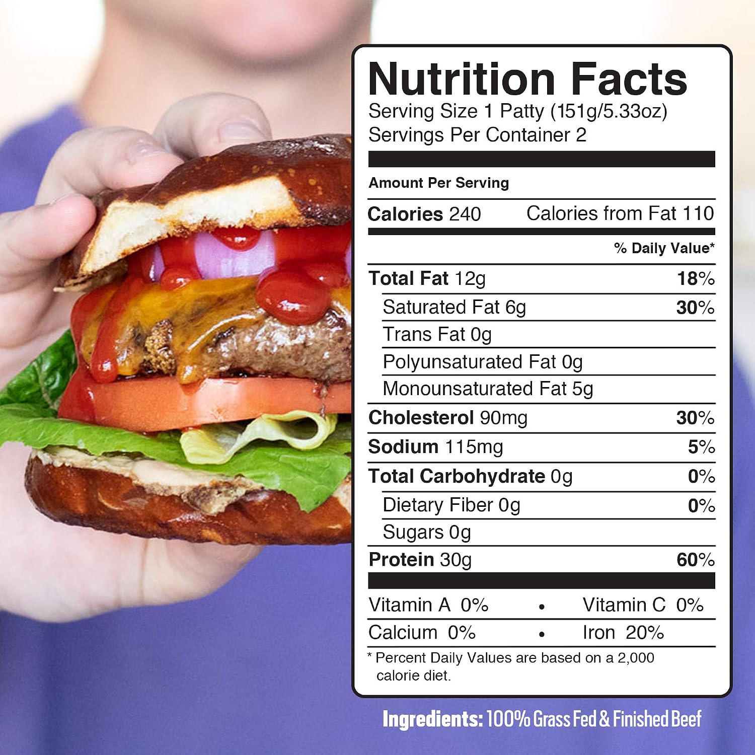 Pre, 92% Lean Burger Patties – Grass-Fed, Grass-Finished, and Pasture-Raised Beef – 10.66oz. (2 pack)