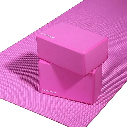 Miniatura 5 de Signature Fitness Esterilla de yoga multiusos de 1/4 de pulgada de alta densidad antidesgarro con correa de transporte con bloques de yoga Rosa