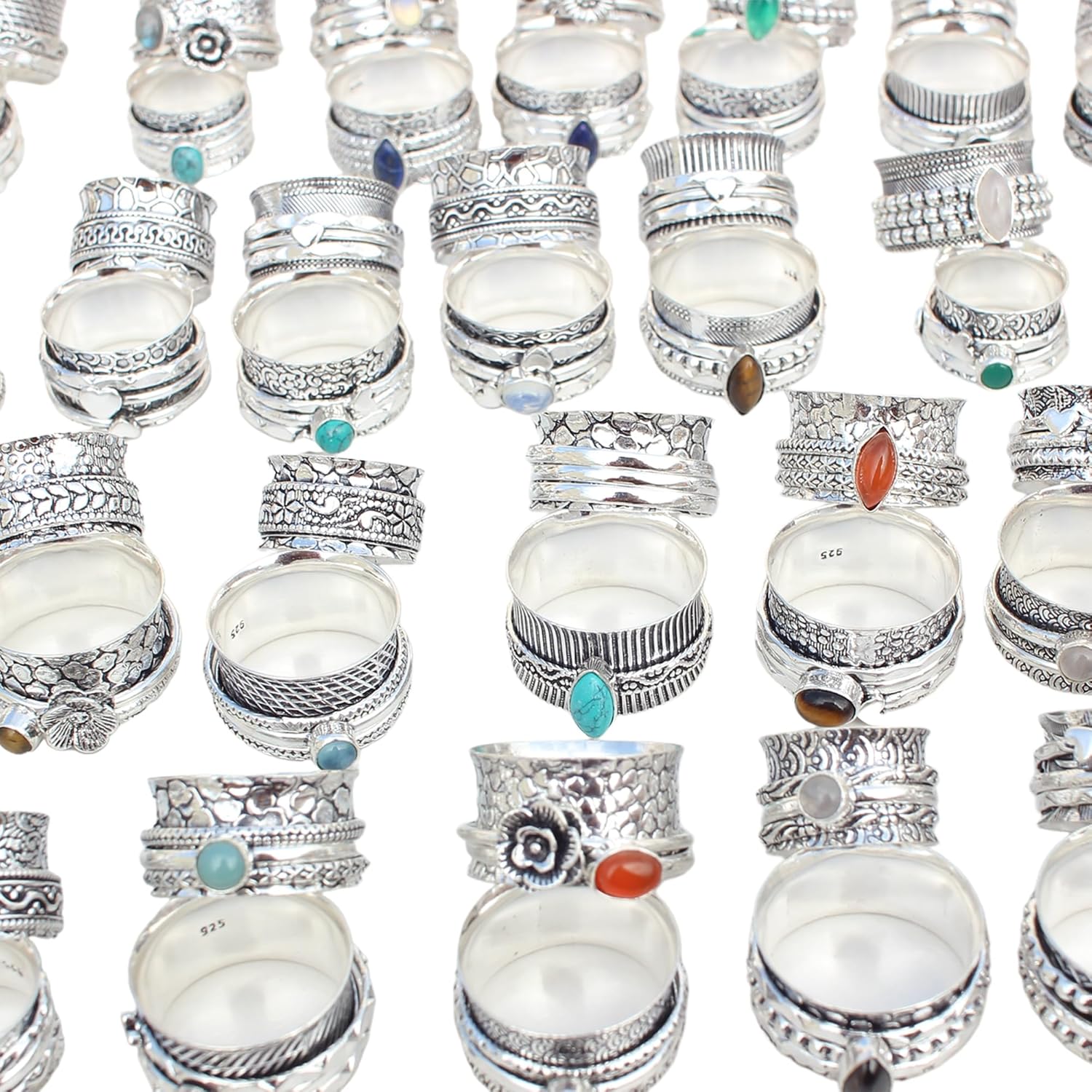 Miniatura 3 de Anillos giratorios al por mayor para mujeres - Anillos para mujer - Juego de anillos de moda, anillo giratorio para aliviar el estrés chapado en