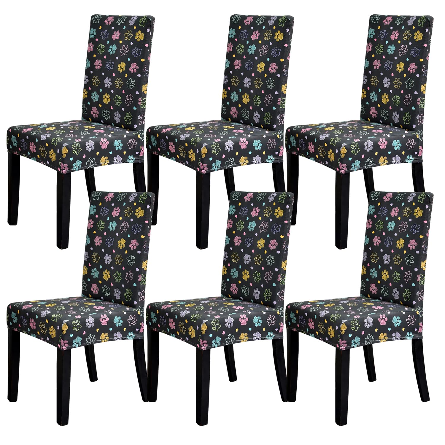 HZDHCLH Chair Covers Set of 4/6 Stretch Modern Chair Slipcovers for Dining Room Kitchen Wedding Party Washable Chair Protector(6pcs,footprint)