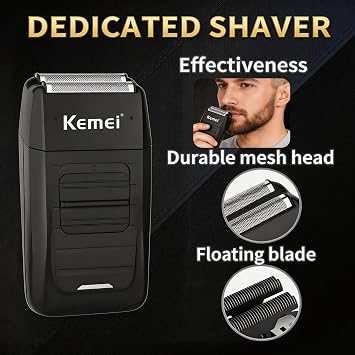 KEMEI Professional Hair Clippers for Men, Cordless Barber Clippers, Beard Trimmer and Electric Shaver Set with Replacement Heads, KM-2299, KM-2296, KM-1102