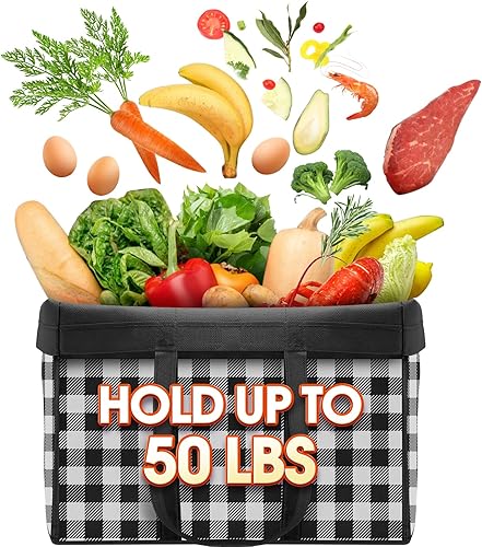 Miniatura 6 de WISELIFE Bolsas de compras reutilizables para comestibles, paquete de 10 bolsas grandes plegables a granel, bolsas ecológicas para productos