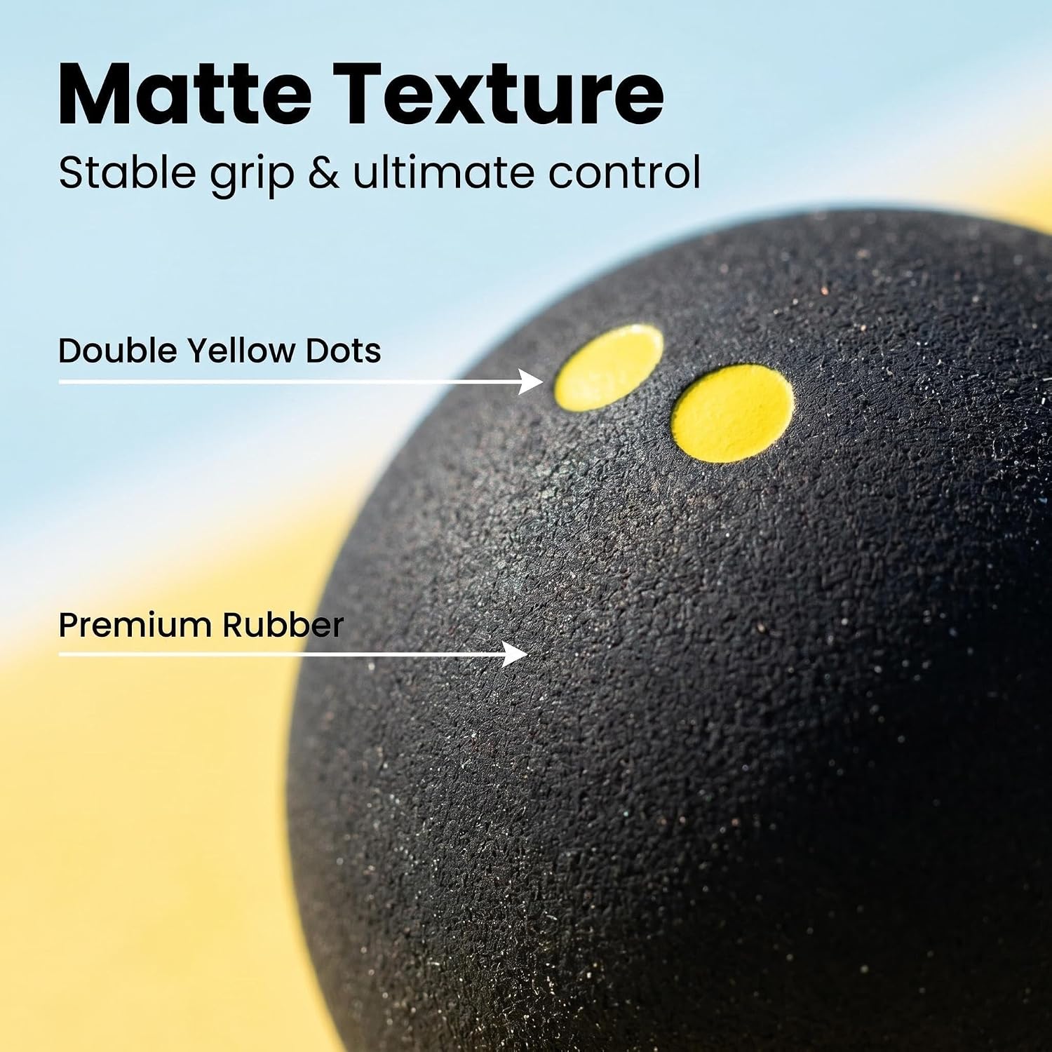 3 Pieces Double Yellow Dot Squash Ball Custom Logo Professional high Elasticity Resistant to Play for Training and Practice