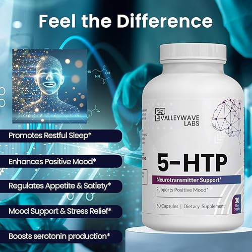 Miniatura 2 de 5-HTP - Suplemento 5HTP de 200 mg (5-hidroxitriptófano) para apoyar el estado de ánimo más el sueño*, alivio del estrés., 60 cápsulas - suministro