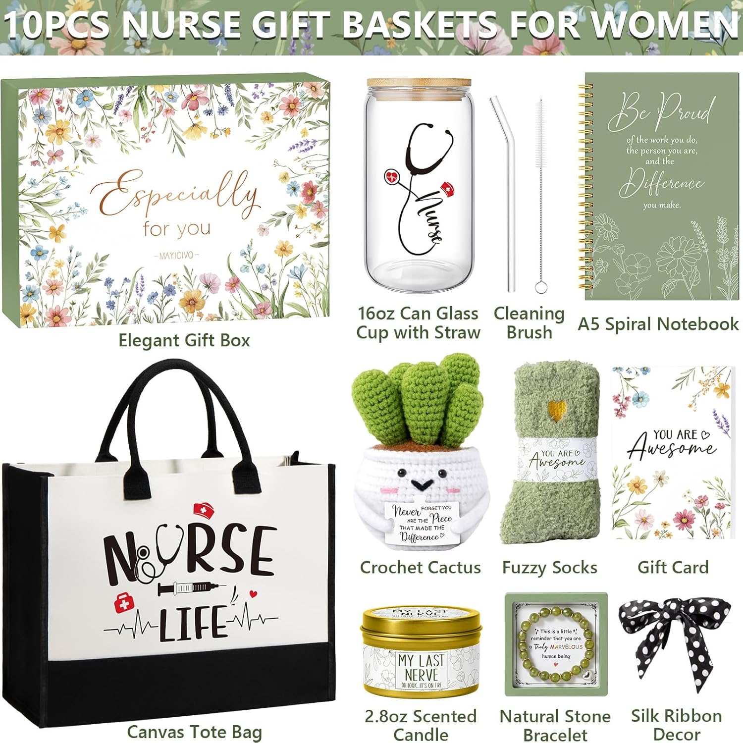Valentines Day Nurse Gifts for Women Female, RN Gifts for Nurses Week, Nicu Nurse Practitioner School Nurses Appreciation Graduation Gift for Nursing Students Gift Baskets with Canvas Tote Bag - Image 2