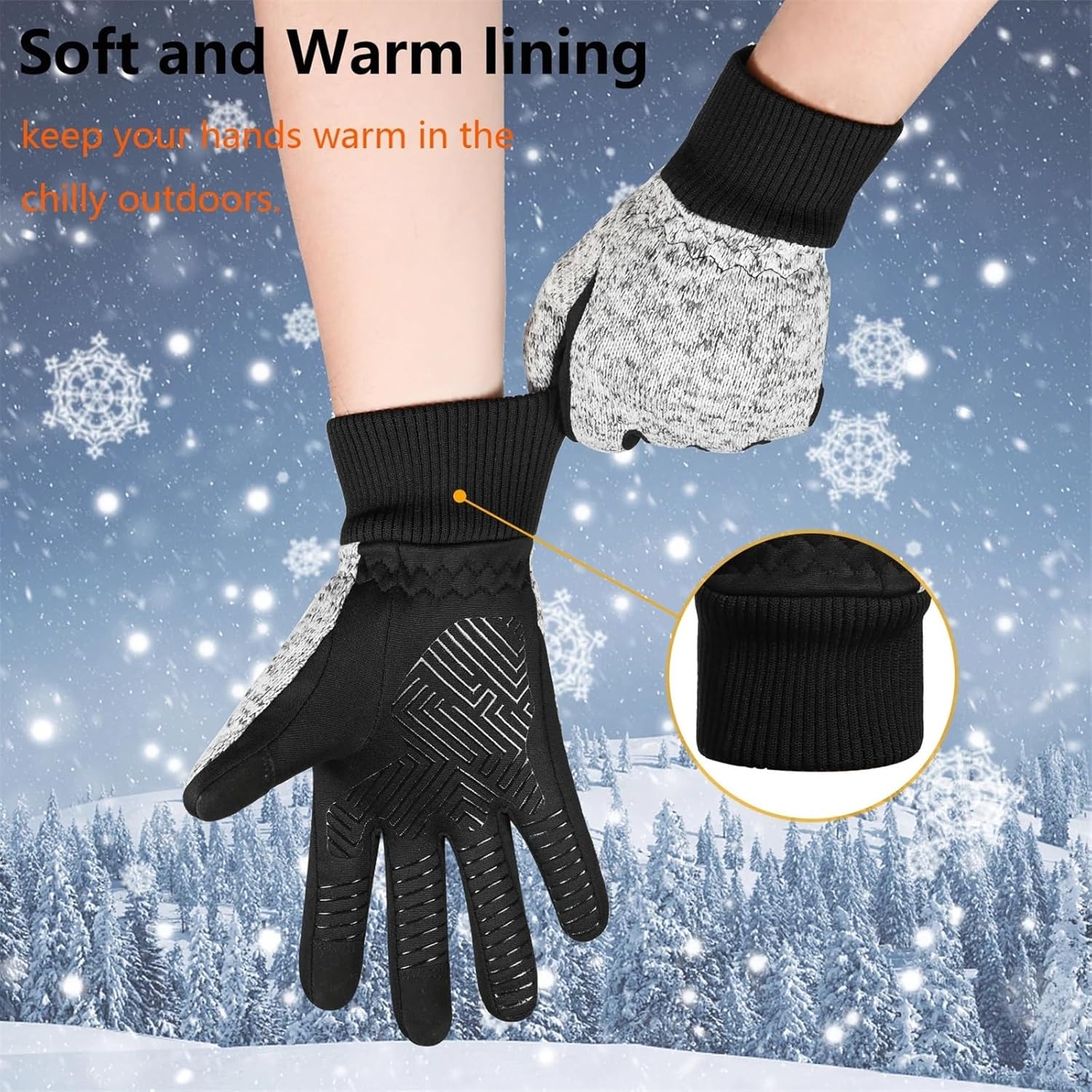 Waterproof Ski & Snow Gloves Coldproof Touchscreen Gloves Anti Slip Warm Gloves Windproof Winter Snowboard Gloves for Men & Women for Walking Snowboarding Hiking Outdoor(Black,XL)