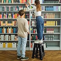 Vista 6 de Delxo Taburete plegable de 17.5 pulgadas, taburete plegable para adultos con bloqueo de seguridad, taburete plegable portátil de plástico, taburetes