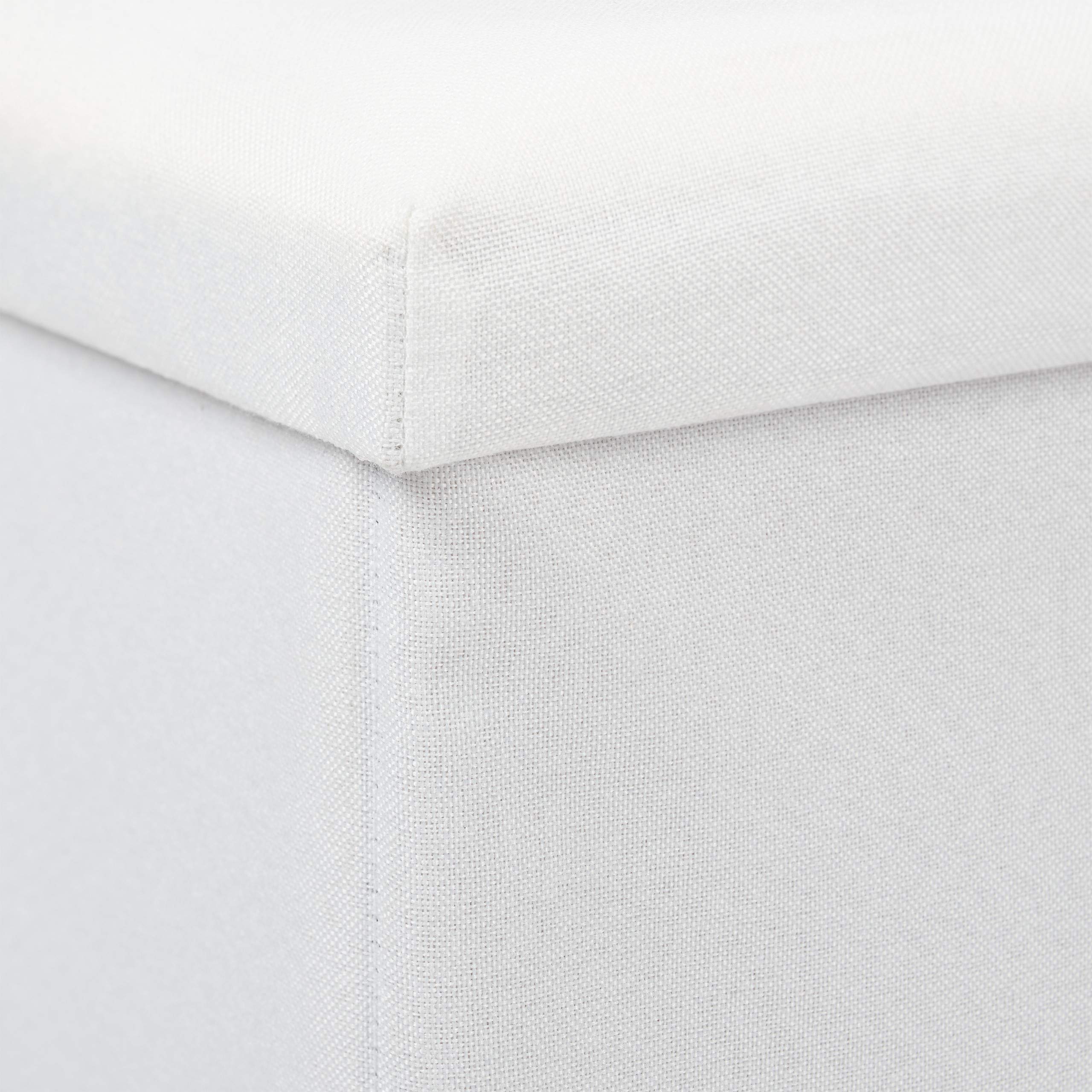 Relaxdays Banco Almacenaje, Baúl Almacenamiento, Efecto Lino, Asiento Acolchado, Corredor, 38 x 76,5 x 38,5 cm, Blanco