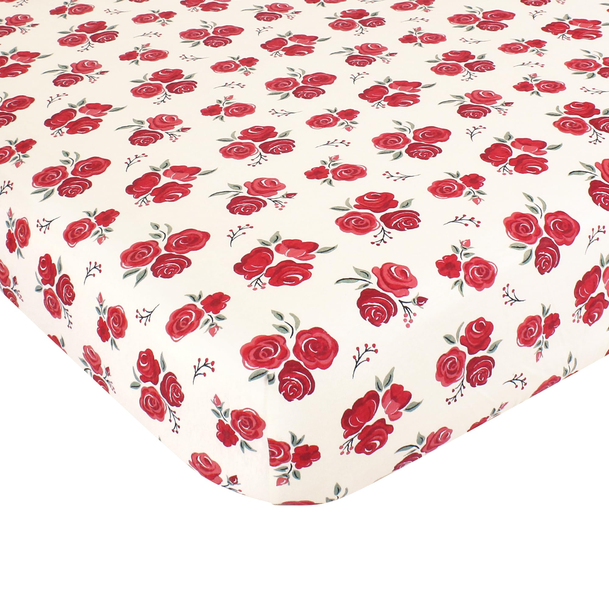 Hudson Baby Sábana bajera ajustable unisex de algodón para cuna, Ropa Cama, color rosa roja, talla única