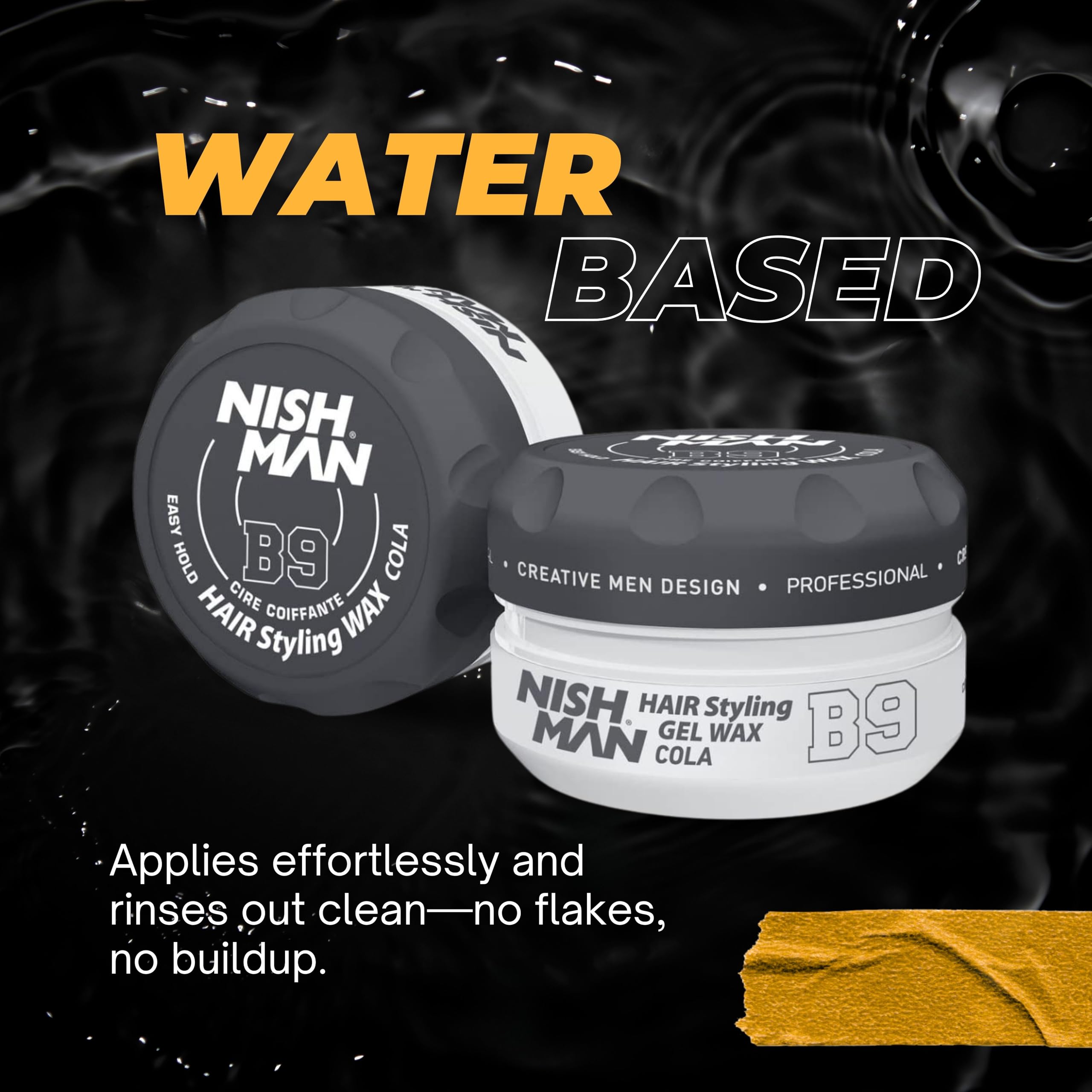 NISHMAN Aqua Gel Wax for Men B9, Cola 150g, Cola Scent, Natural Shine Look, Ultra High Strong Hold - Image 4