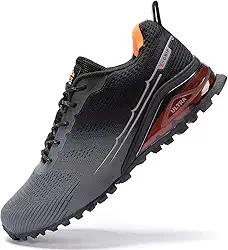 Tênis masculino de corrida em trilha, respirável, leve, para caminhada, ao ar livre, antiderrapante, tênis de renda, moderno, Cinza, 10