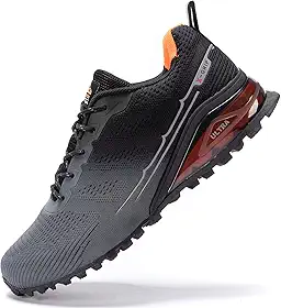 Tênis masculino de corrida em trilha, respirável, leve, para caminhada, ao ar livre, antiderrapante, tênis de renda, moderno, Cinza, 10