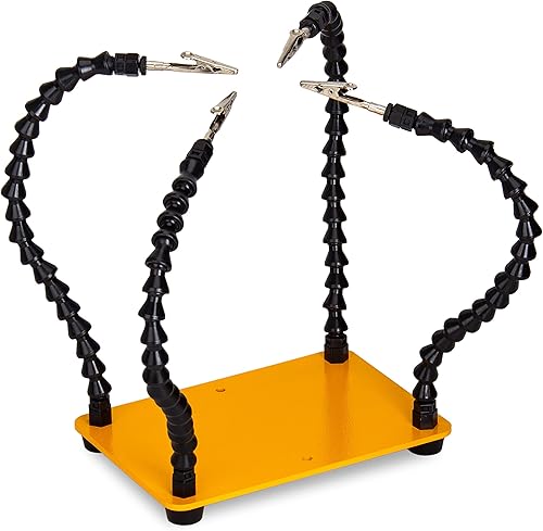 KOTTO Helping Hands Herramienta de soldadura  4 brazos antideslizante  Base pesada de acero con clips resistentes  Soporte para placas de circuito