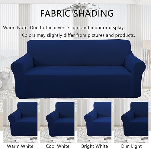 Miniatura 6 de U-NICE HOME Fundas de terciopelo para sofá biplaza, funda elástica para sofá, protector de muebles para perros (M, azul marino)