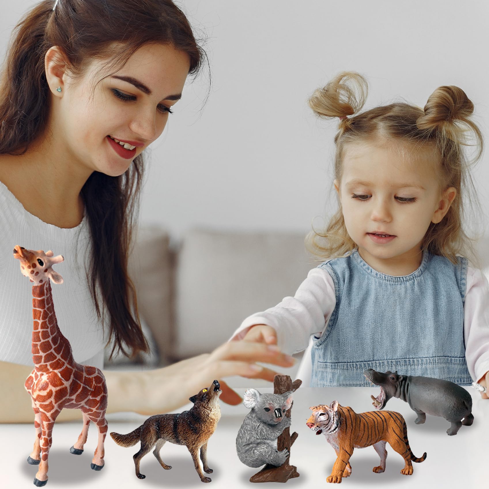 15 Stück Mini-Tierfiguren, realistische Wildtierfiguren aus Kunststoff für Wissenschaftsprojekte und Kuchendekoration, frühes Bildungsmodell für Kleinkinder, Kinder