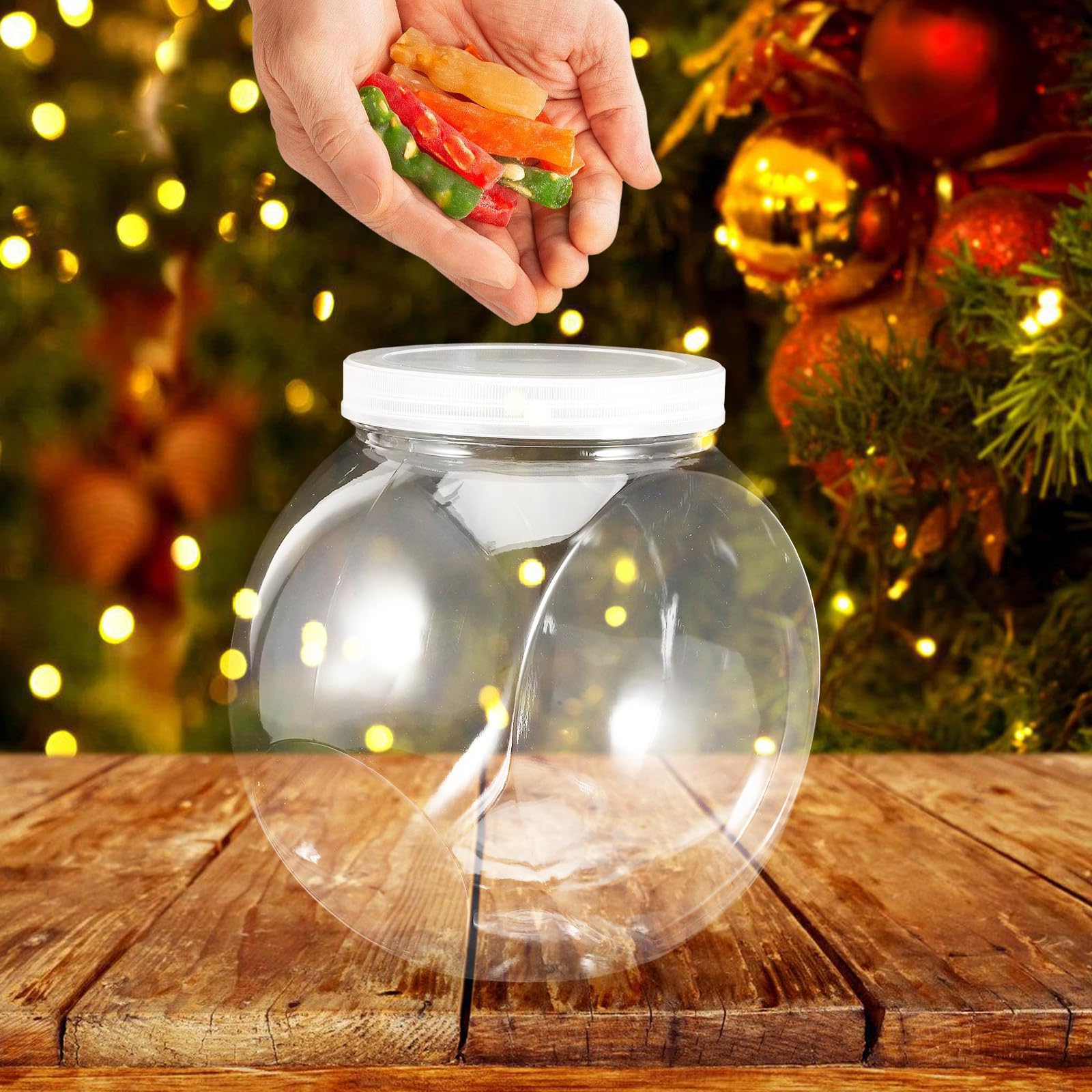 Tarros Redondos de Plástico Transparentes 4 Piezas 2100 Ml | Tapa Incluida, Uso en Cocina y Viaje, Interior Liso y Limpieza Sencilla