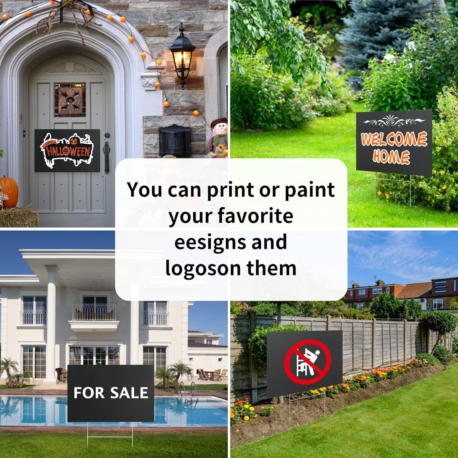 10-Pack 18x12 Inch Blank Yard Signs with Stakes - Waterproof Corrugated Plastic for Garage Sales, Gardens, Commercials & Parks (Black)