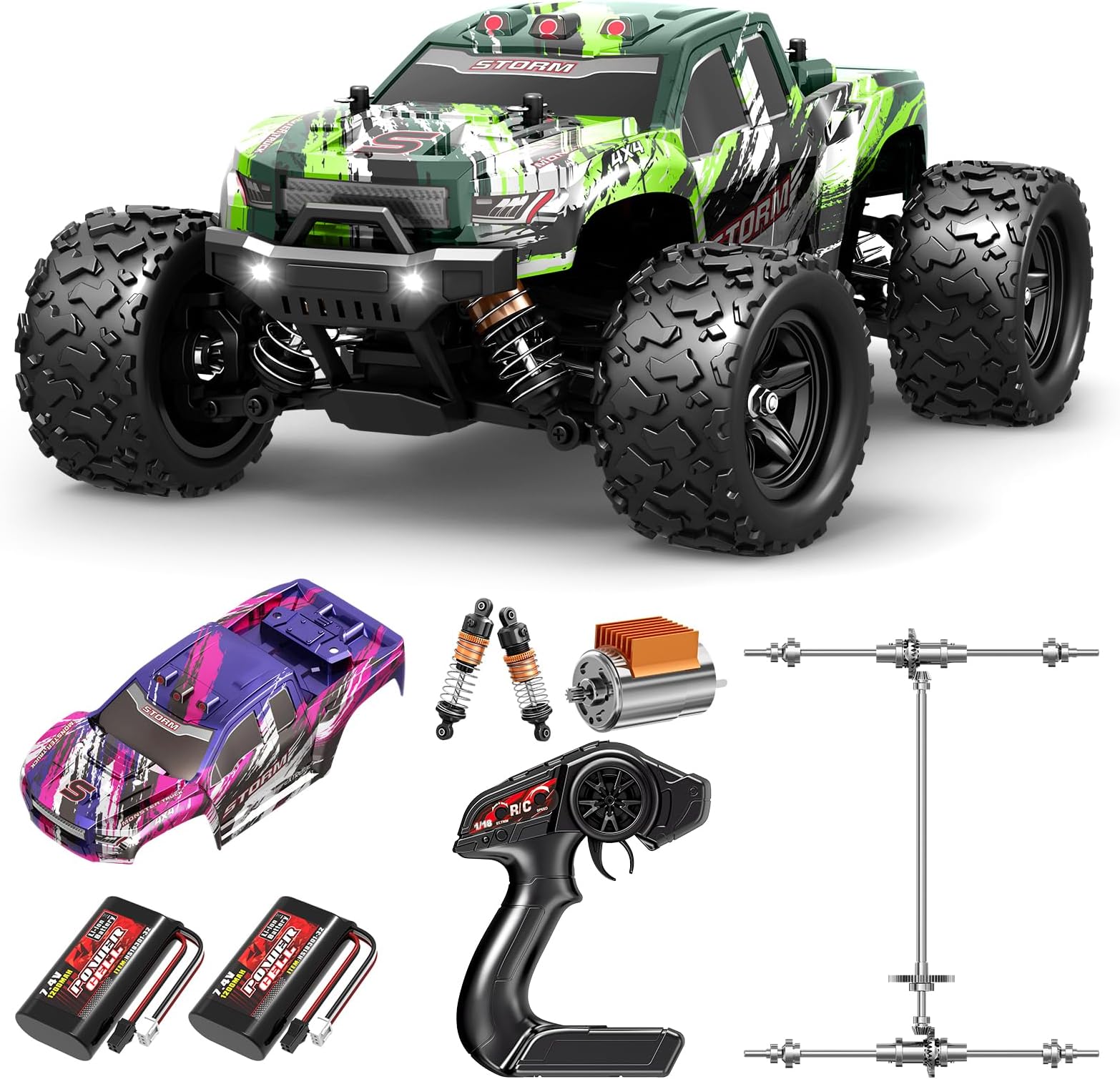 X-TMAGA 1:18 All Terrain RC Car for Adults & Boys (HS18305), 4WD Off-Road RC Truck High Speed Fast 40+ KPH, 4X4 Waterproof Remote Control Car with 2 Rechargeable Batteries