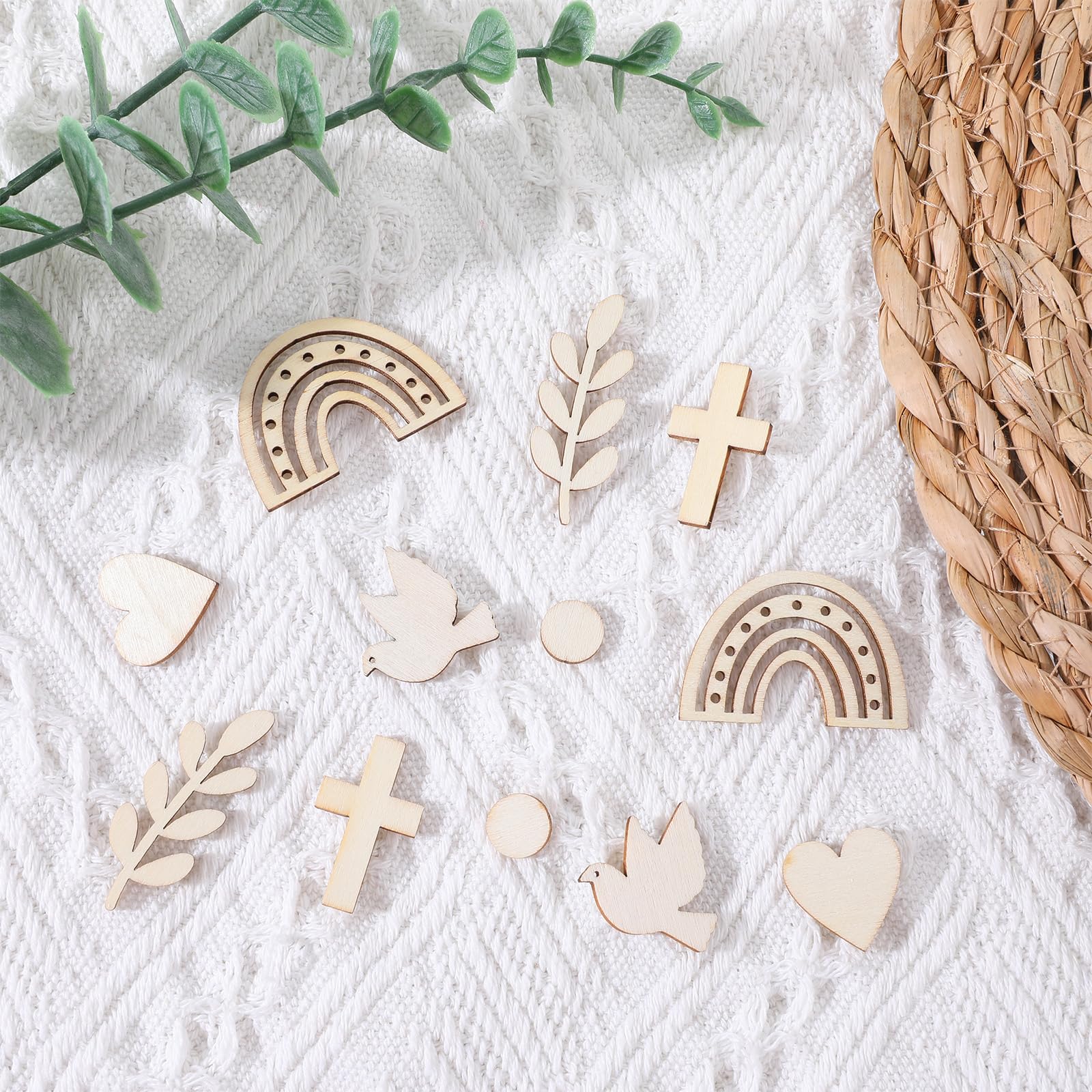 Lot de 120 cœurs en bois arc-en-ciel pour décoration de table de baptême garçon et fille pour confirmation, communion, confirmation, fête prénatale, décoration de baptême
