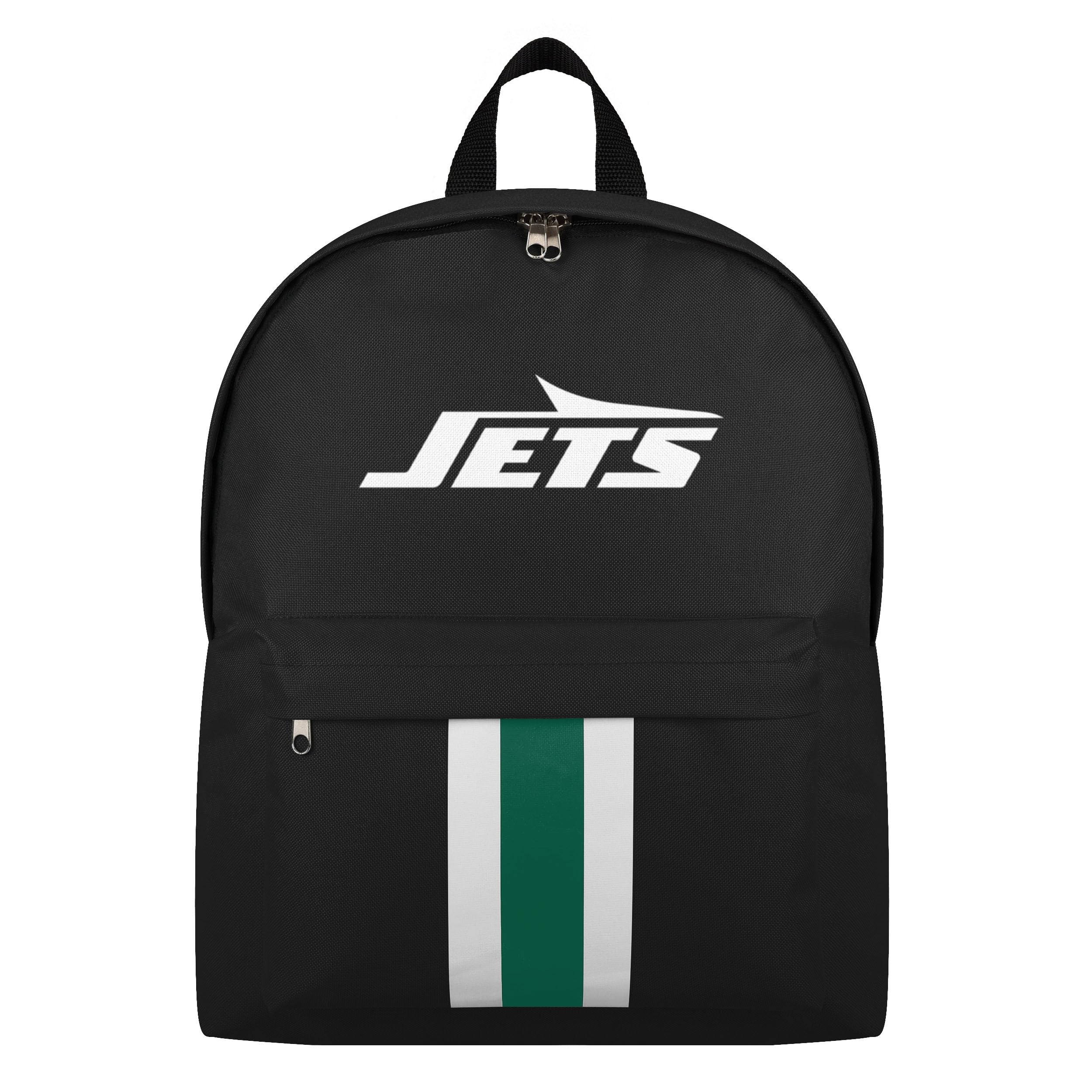 FOCO NFL Officially Licensed Team Color Primary Logo Solid Stripe Football School Bag Travel Backpack, New York Jets, One Size, Daypack Backpacks
