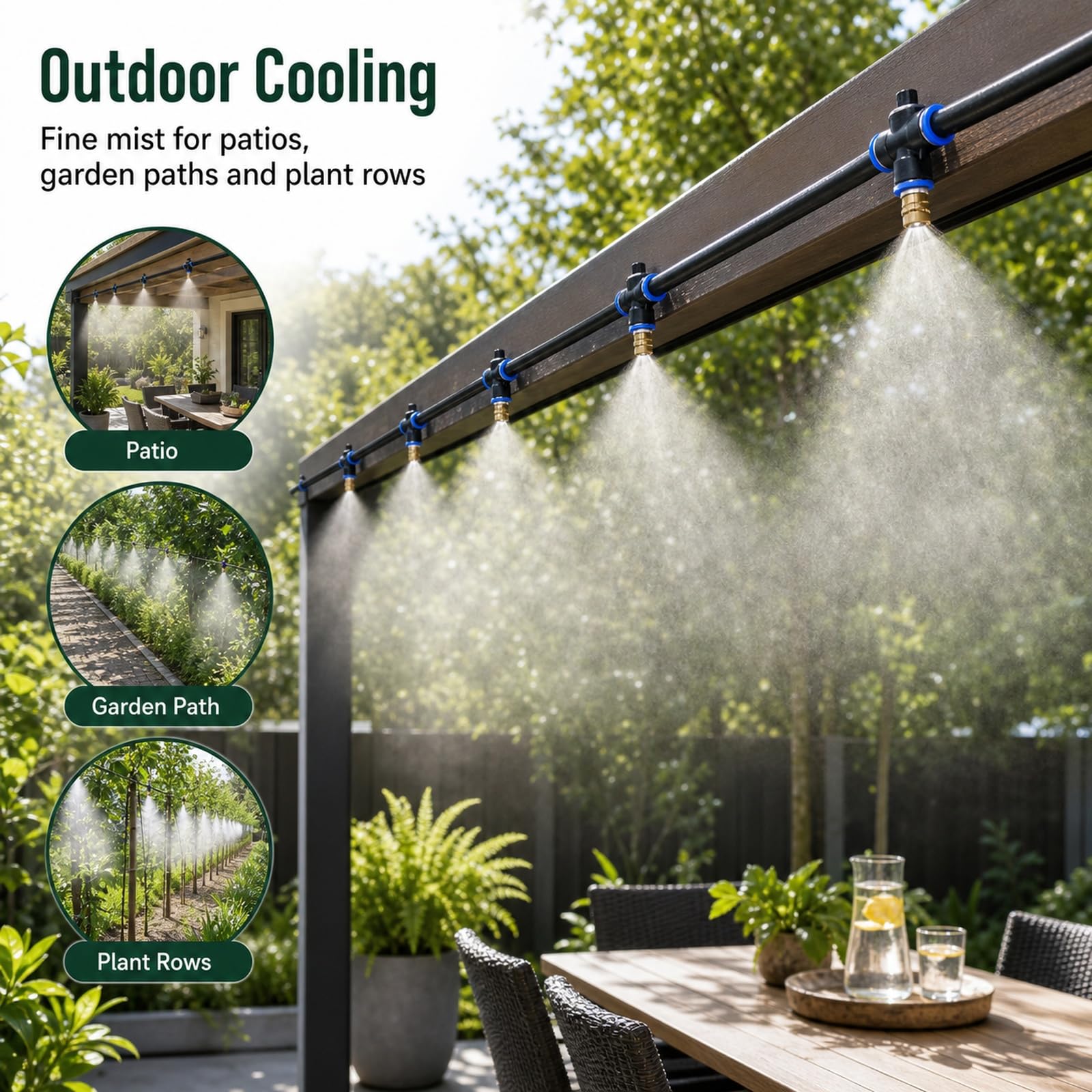 Kit per Sistemas di Irrigazione A Goccia Regolabile,Nebulizzatore d'Acqua per Terrazze,Nebulizzatore per Esterni,Installazione Semplice,Adatto per Fioriere da Balcone