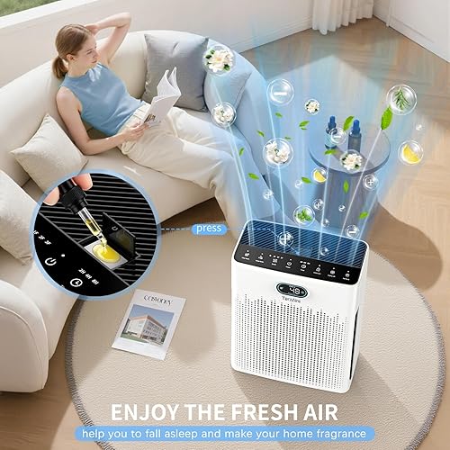 Miniatura 2 de Purificadores de aire para el hogar, cubierta de monitor de calidad del aire PM 2.5 de hasta 2200 pies cuadrados con modo mascota, temporizador,