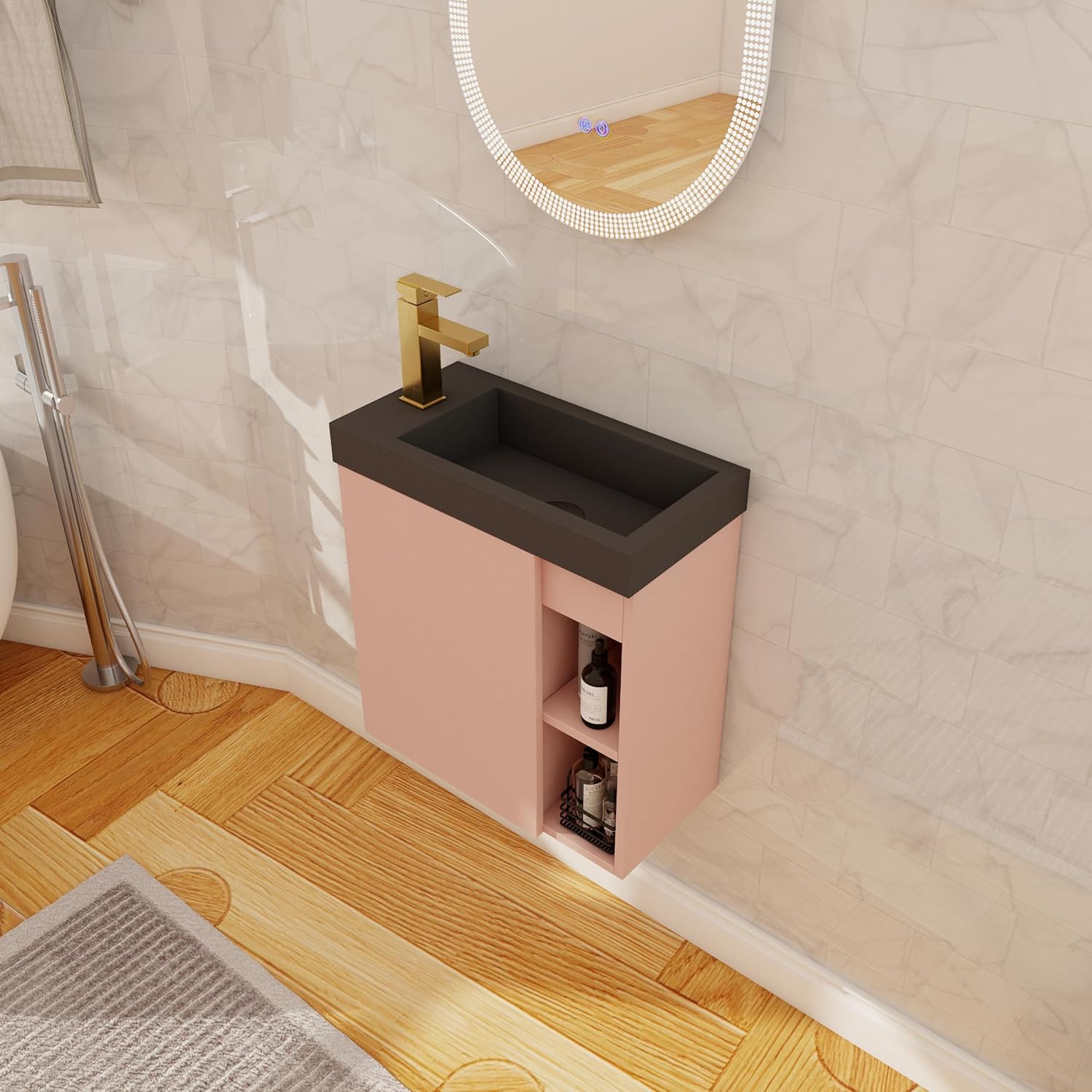 Amazon.com: 20 Inch Bathroom Vanity, Pink Black Modern Bathroom Cabinet ...