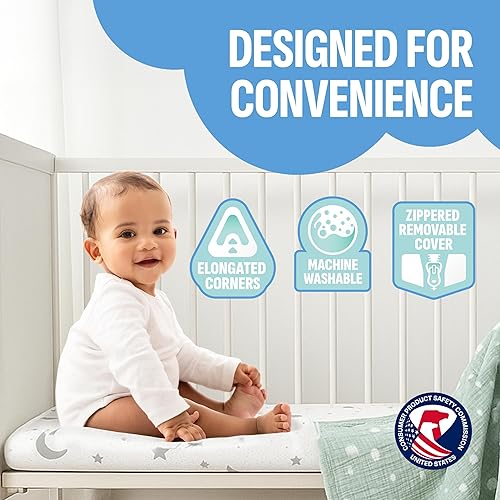 Miniatura 4 de Pack n Play Colchones (38 x 26 x 1.5 pulgadas), funda de bambú, transpirable, % 100 impermeable, no tóxico, lavable, espuma viscoelástica de gel de