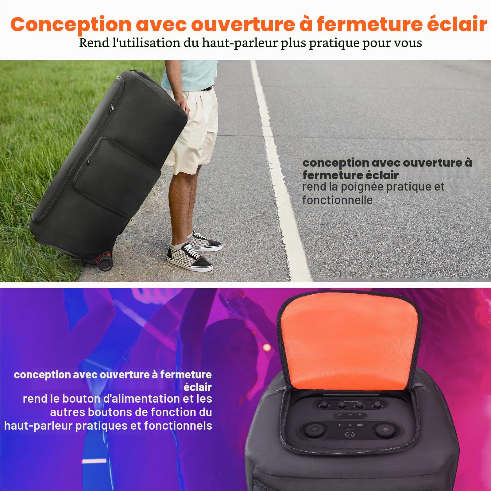 Housse de protection pour enceinte Compatible avec JBL PartyBox 720 Enceinte portable, pour extérieur, voyage, protection anti-poussière, housse de protection, sac de rangement avec poches
