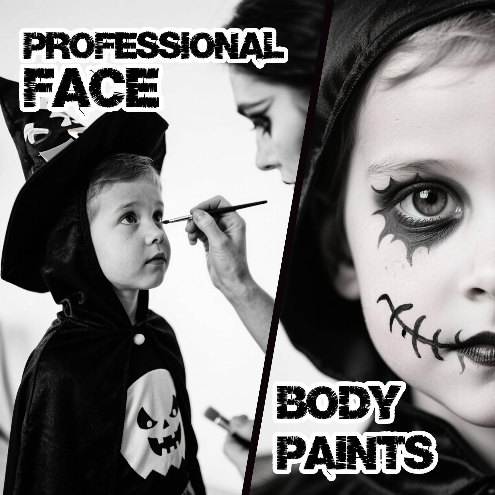 Set trucco per Halloween, colore del corpo nero (30 g) e bianco (30 g), per trucco per bambini, per carnevale, body painting, Halloween