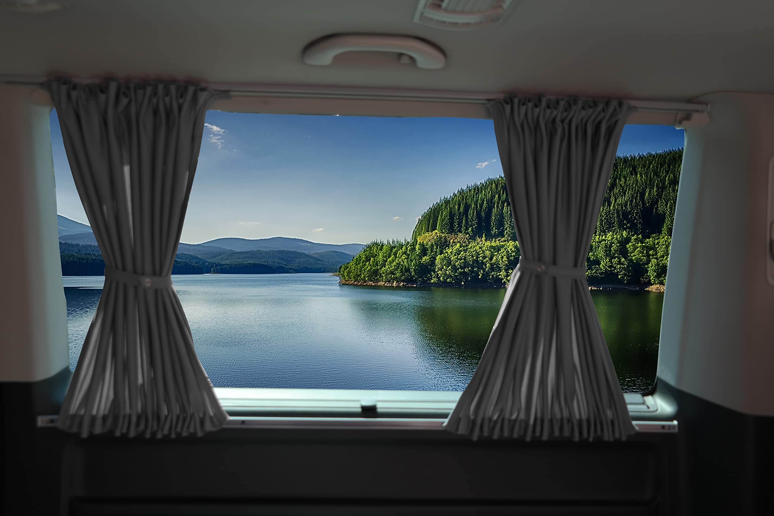 BREMER SITZBEZÜGE - Tende parasole per automobile, interasse lungo, per portellone posteriore, 713, grigio, accessorio per camper, automobile, tendine per camper, set