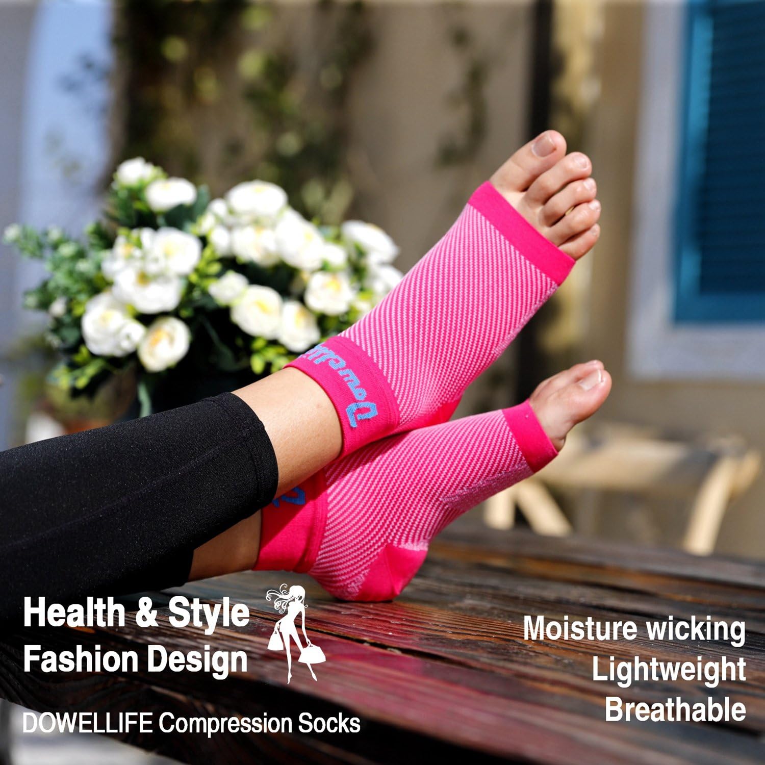 Dowellife Plantar Fasciitis Socks, Ankle Brace Compression Support Sleeves & Arch Support, Foot Compression Sleeves, Ease Swelling, Achilles Tendonitis, Heel Spurs for Men & Women (Pink M) - Image 4