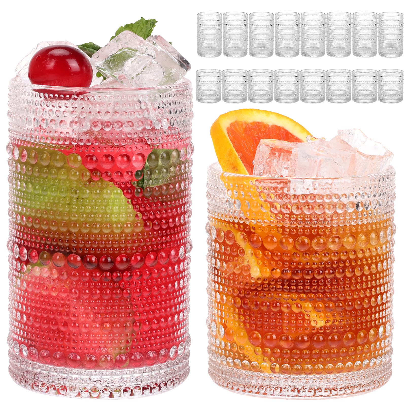 Moretoes Hobnail Drinking Glasses Set of 16