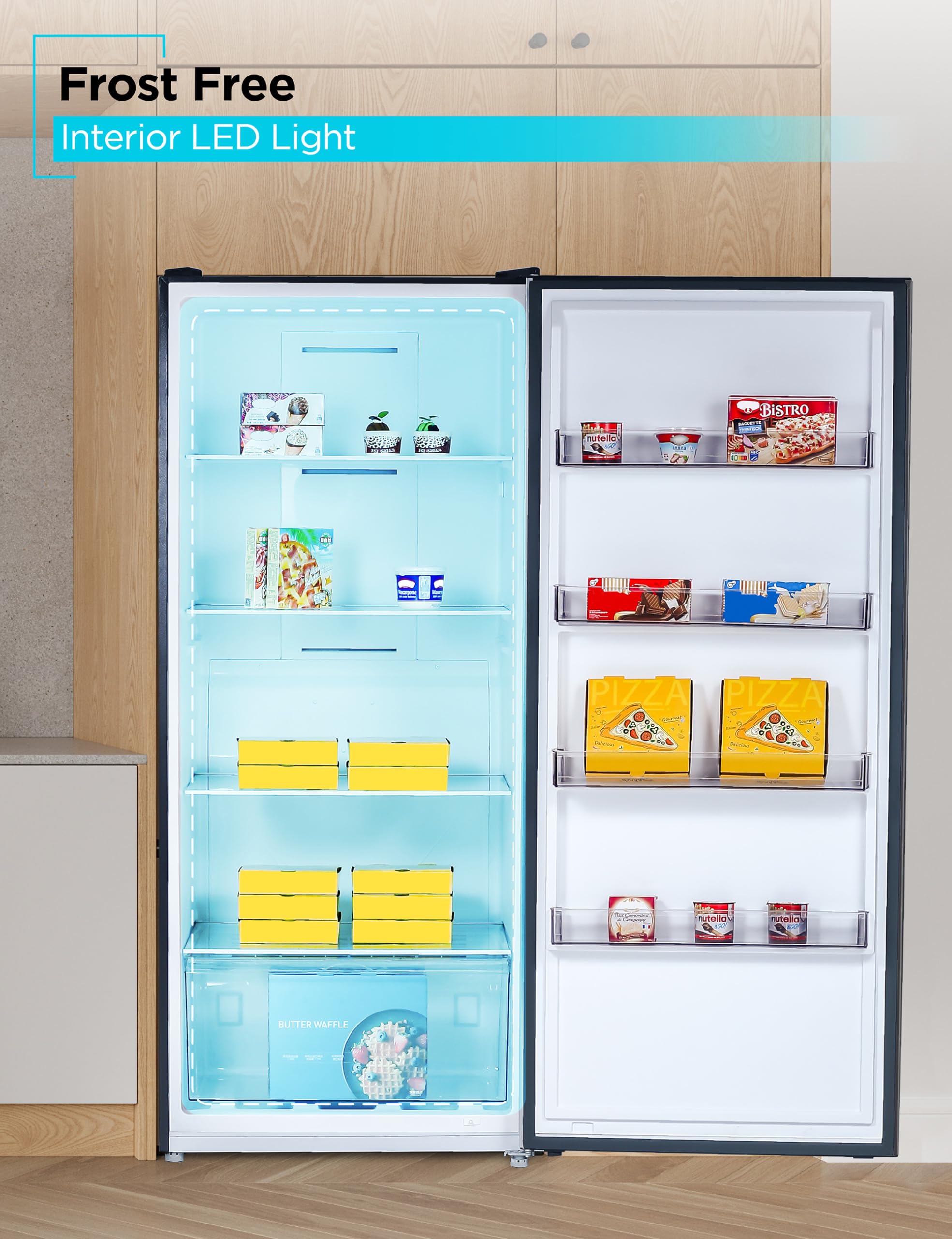 Black+Decker 21 Cu. Ft. Convertible Freezer Refrigerator, Upright Freezer Or All Fridge With Glass Shelves, Reversible Door, R600a Refrigerant, Energy Star Rated, Frost Free, Buc2100jb, Black on Fridge.com - View 4